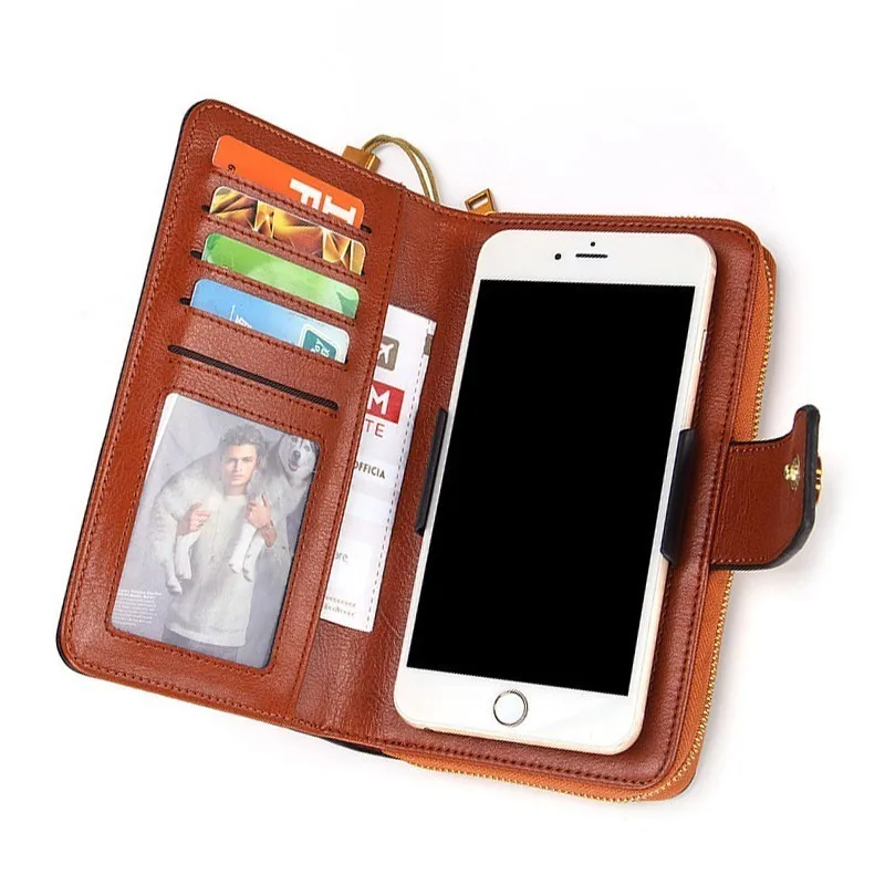 

New Women Wallets Genuine Leather Long Ladies Zipper Bag Women Wallets With Phone Case Card Holder Coin Purse Carteira Feminina