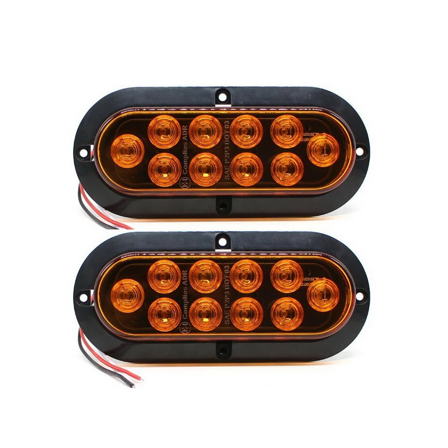 

2pc 6'' Amber Oval Surface 12V Turn Signal Side Marker LED Light waterproof For Car Truck Trailer
