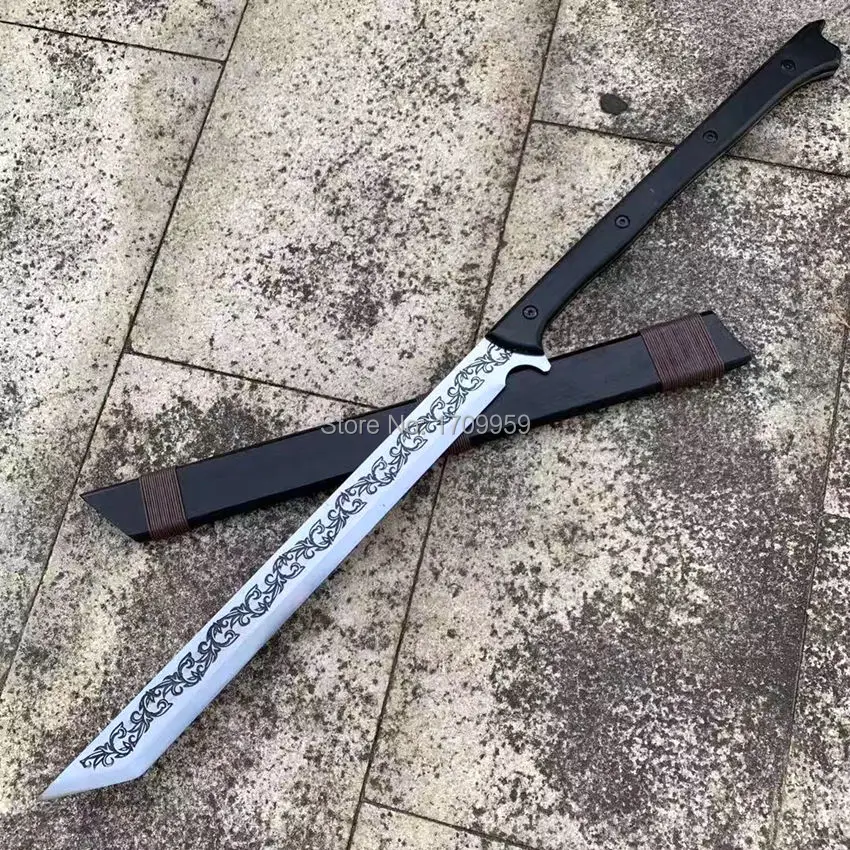 

Fully Handmade Outdoors Broadsword Dao Sword Strong High Manganese Steel Blade Sharp Long Handle Hunting Fighting Knife