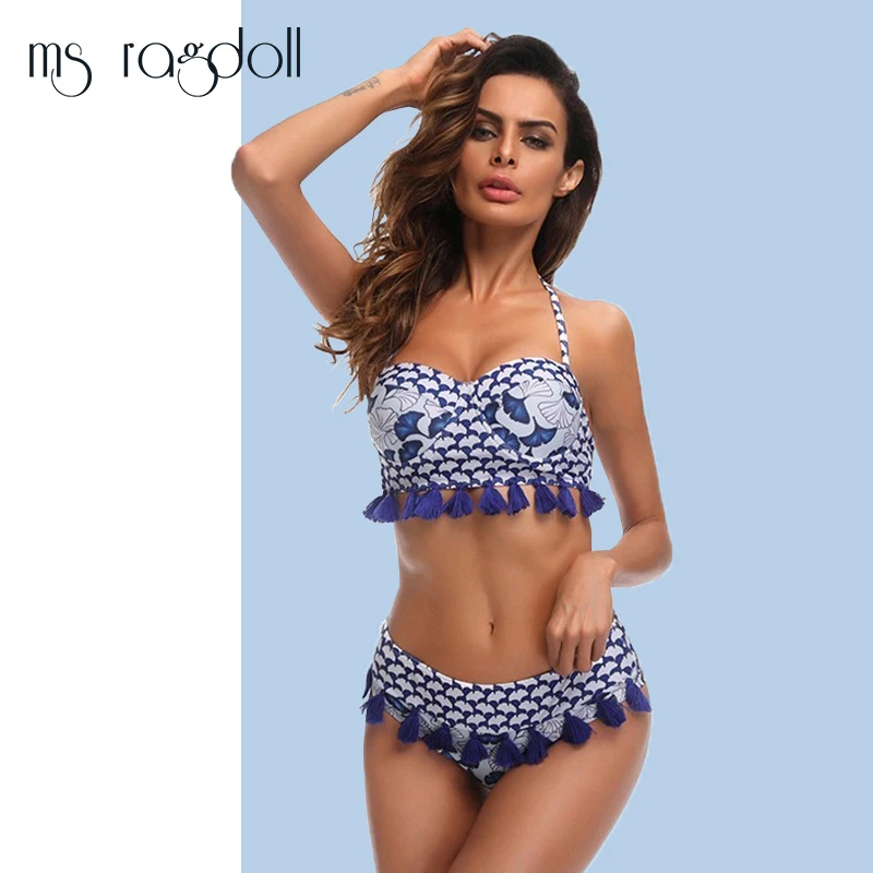 

Swimming Beach Sexy Bikini Bathing Suit 2018 Floral Waist Women Swimwear Two Pieces Print Beachwear Push Up Swimsuit