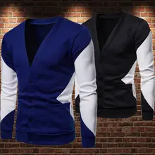 Модный мужской теплый свитер с длинными рукавами, повседневный Тонкий Топ, куртка, пальто, кардиган для мужчин, Свитера с v-образным вырезом, хит