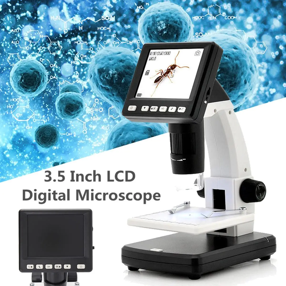 

LCD Digital 3.5'' Microscope 5.0 Megapixel Image Sensor Industrial Inspection Optical Instruments Tools USB 500X Magnifier