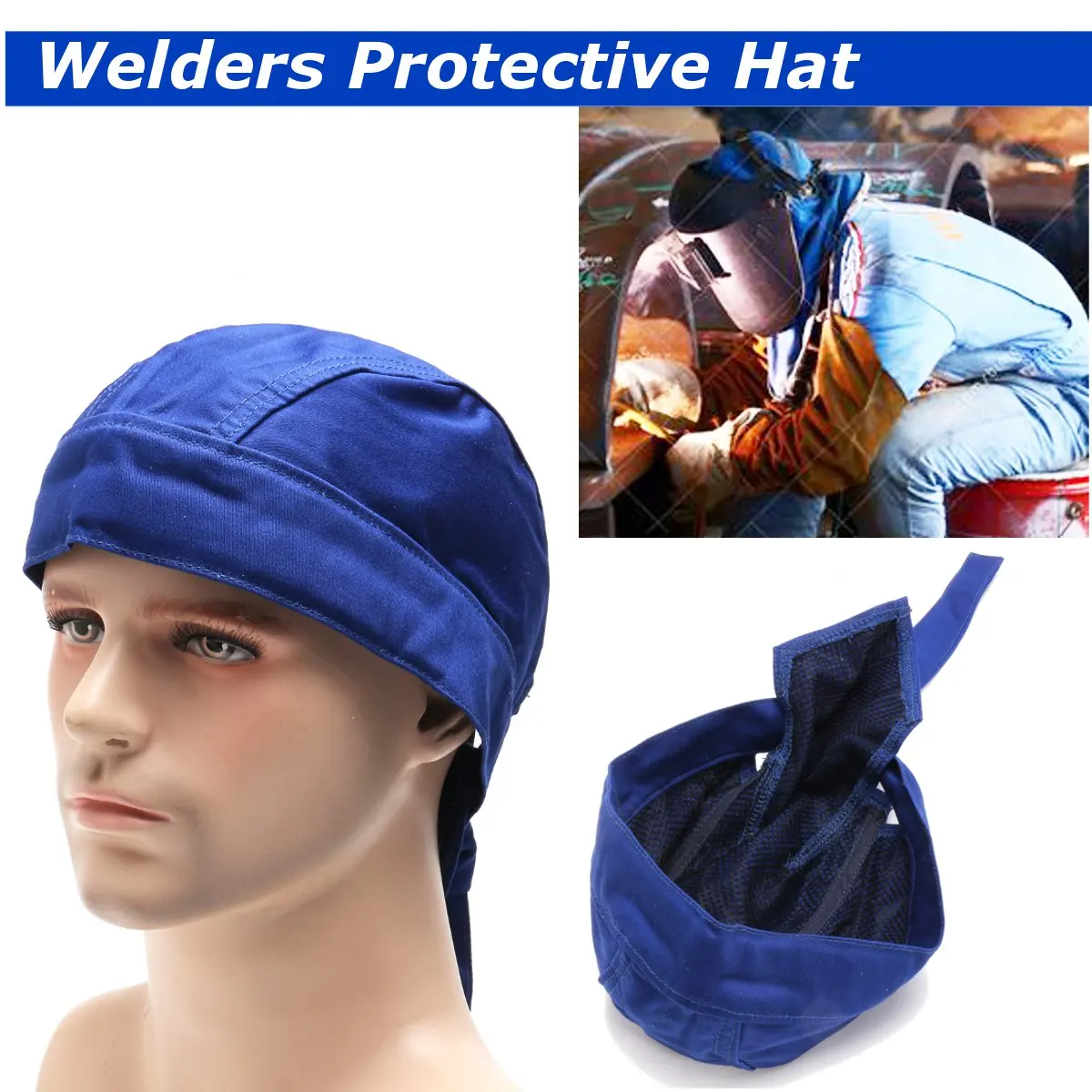 Capacete de Soldagem Tampão do Lenço de Algodão Retardador de Chama Ajustável tipo Soldagem Soldadores Protetor Chapéu Tampa Desgaste Moda Bandana Ajustável tipo Cap
