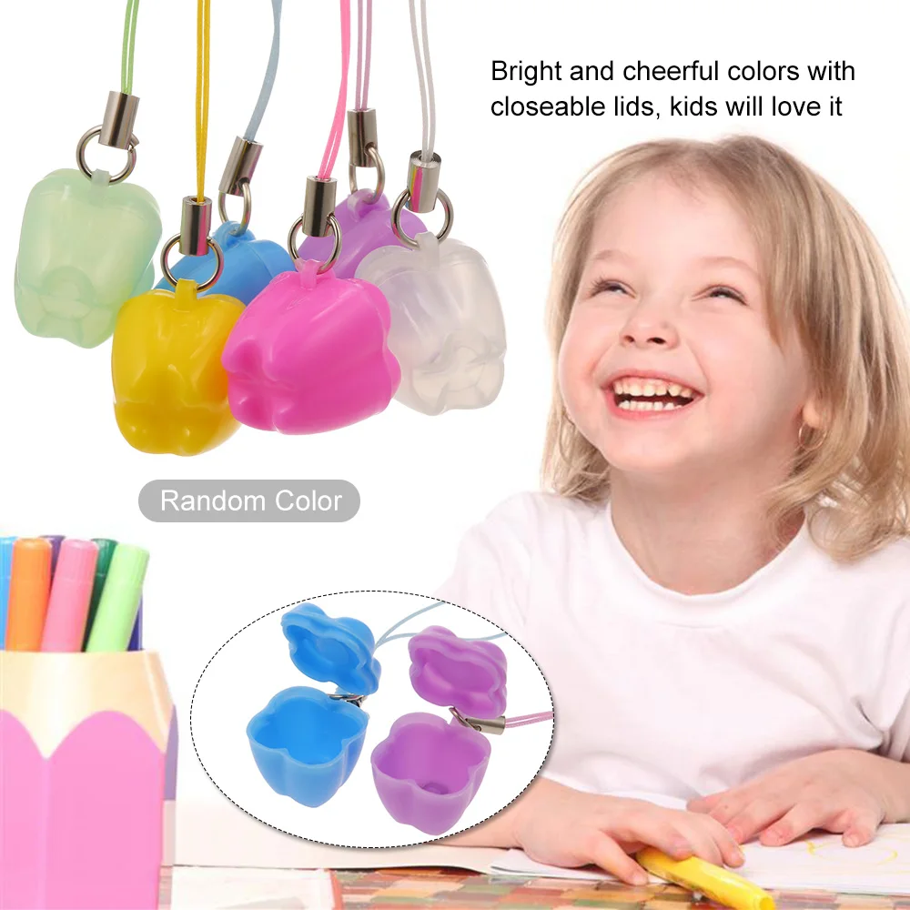 

5pcs/lot Kids Baby Plastic Mini Tooth Box Organizer with String Necklace Milk Teeth Box Storage Teeth Dental Tooth Case Gift