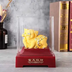 Фэншуй Китайский привлечения богатства свиней статуэтки миниатюры домашний декор книги по искусству Craft Монета на удачу сокровище свинья