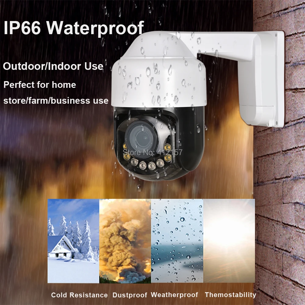 Mini 5MP PTZ Speed Dome IP Camera 1080P POE Outdoor 4X Zoom Dual Light Starlight Color Night Vision