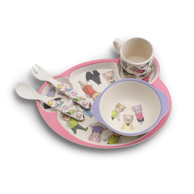 New Arrvial 5pcs Cat Boat Cartoon Bamboo Fiber Baby Tableware Fork Feeding Dishes For Kids Bowl Cup Spoon Plate Dinnerware New Arrvial 5pcs Cat Boat Cartoon Bamboo Fiber Baby Tableware Fork Feeding Dishes For Kids Bowl Cup Spoon Plate Dinnerware
