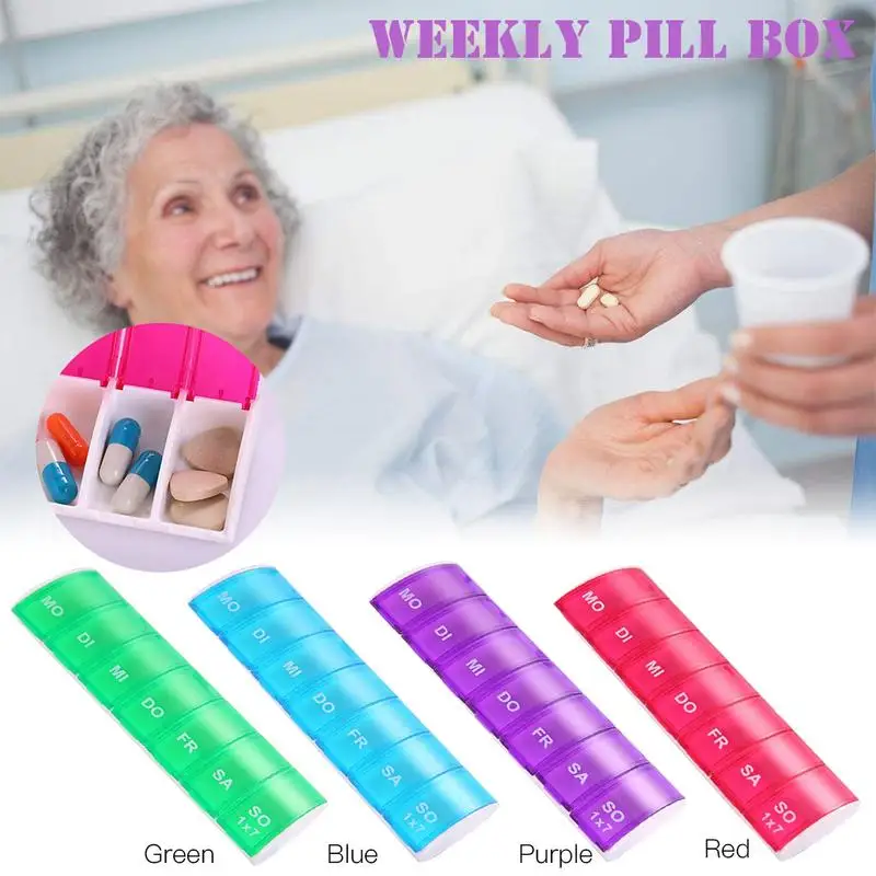 

Rectangular Pill Box Seven Days A Week Pill Box Seven Grid Mini Portable Storage Kit Plastic Dispensing Box Medication Reminders