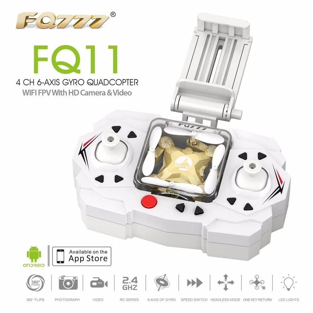 WIFI Drone FQ777 FQ11W 2.4G 4CH 6-Axis Gyro WIFI FPV Mini Pocket Drone Rotatable RC Quadcopter W/ 0.3MP Camera VS Cheerson CX-10