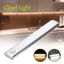 CLAITE светодиодный светильник для шкафа 33 светодиодный SMD4014 USB Перезаряжаемый датчик движения Ночной светильник для кухонного шкафа ЛЕСТНИЦЫ шкаф