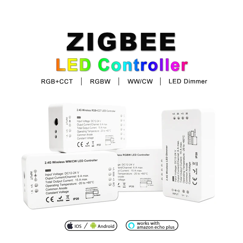  ZIGBEE ZLL RGBCCT RGBW RGB WWCW Dimmer ControllerDC12/24VAPP controlColor and Brightness Adjustable