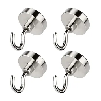 

LUDA Magnetic Hooks Powerful Heavy Duty Neodymium Magnet For Your Refrigerator And Other Surfaces, Will Not Scratch, Set Of 4