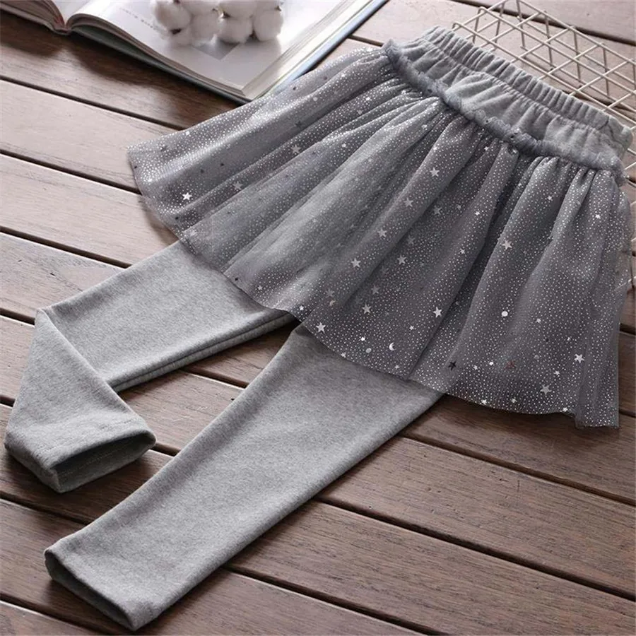 Elastic Waist Culottes Leggings Tight Pants with Ruffle Tutu Skirt Black Global Supplies Girls Kids Toddler Stretchy