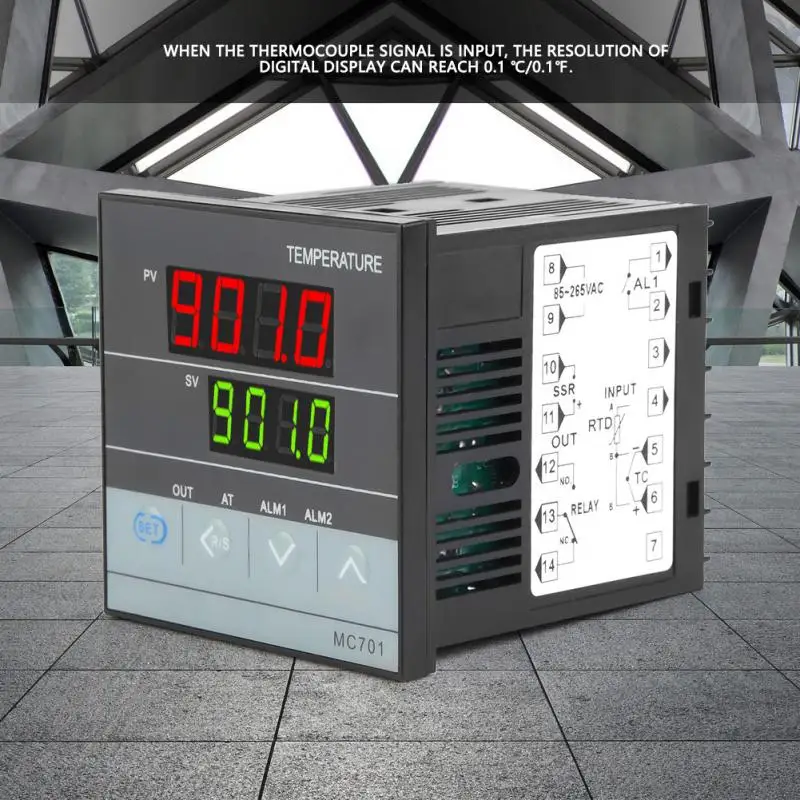 

MC701 Digital PID Temperature Controller waterproof K Type PT100 Sensor Input Relay SSR Output Temperature Instrument