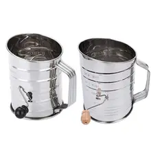 Сито для муки-нержавеющая сталь большой 3 чашки ручные инструменты для выпечки протекающий Кривошип для кукурузы выпечки миндаля хлеба торта муки с Pas