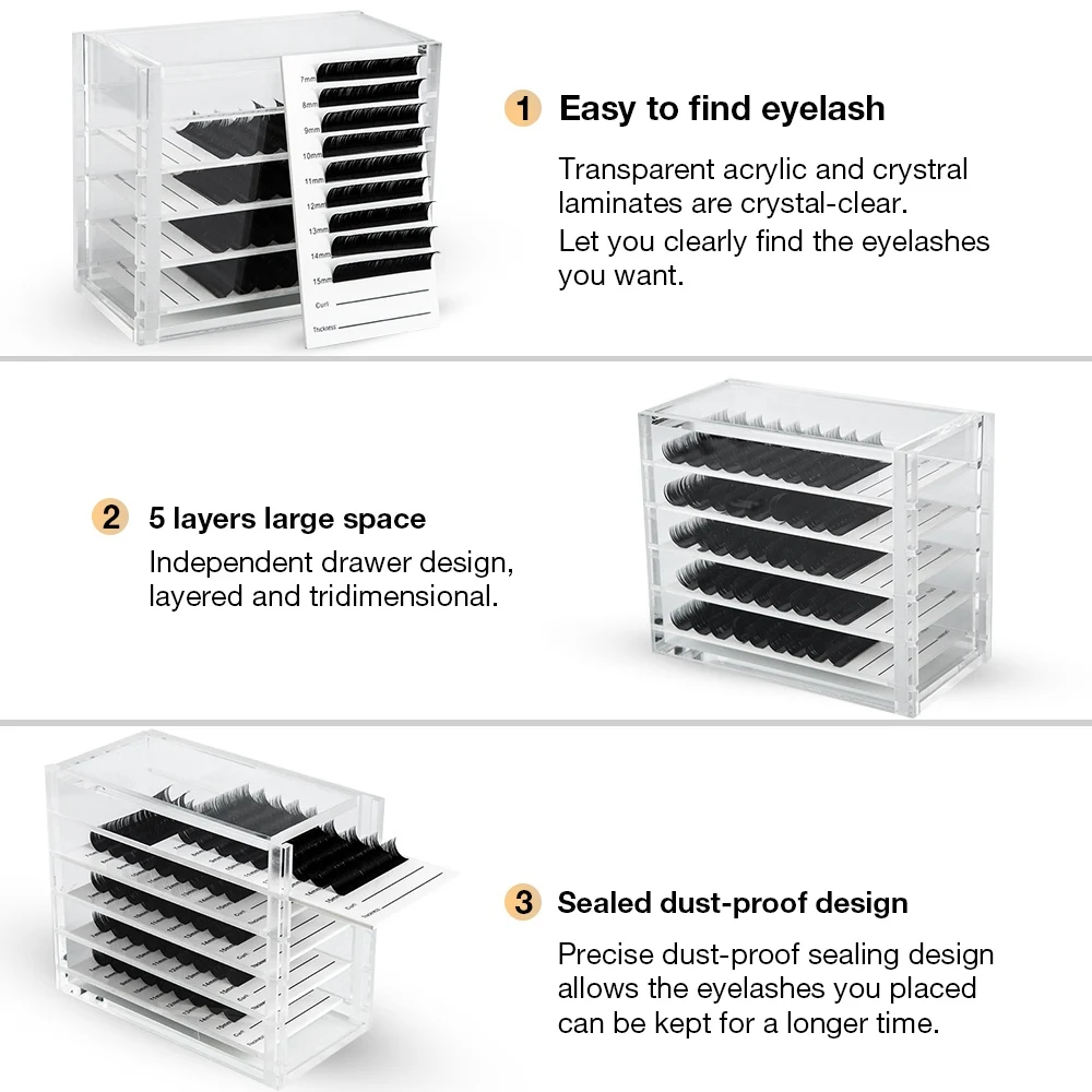 Clear 5 Layers Eyelash Storage Box Makeup Organizer False Eyelashes Glue Pallet Holders Grafting Eyelashes Extension Makeup Tool Clear 5 Layers Eyelash Storage Box Makeup Organizer False Eyelashes Glue Pallet Holders Grafting Eyelashes Extension Makeup Tool