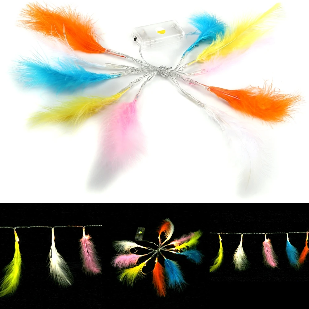 

1.2m 10LED Colorful Feather String Light Lamp For Home Wedding Decoration Led String Lights Warm Light