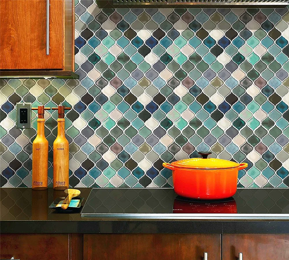 Vividtiles Mosaic tile wall peel and stick adhesive stickers DIY kitchen bathroom wall sticker 3D vinyl-(1-sheet)