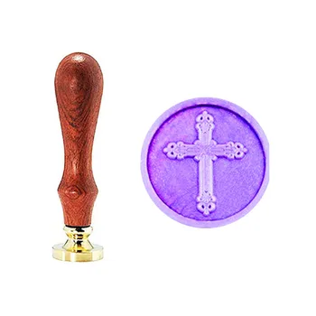 

Vintage Jesus Cross Custom Picture Logo Wedding Invitation Wax Seal Sealing Stamp Rosewood Handle Set