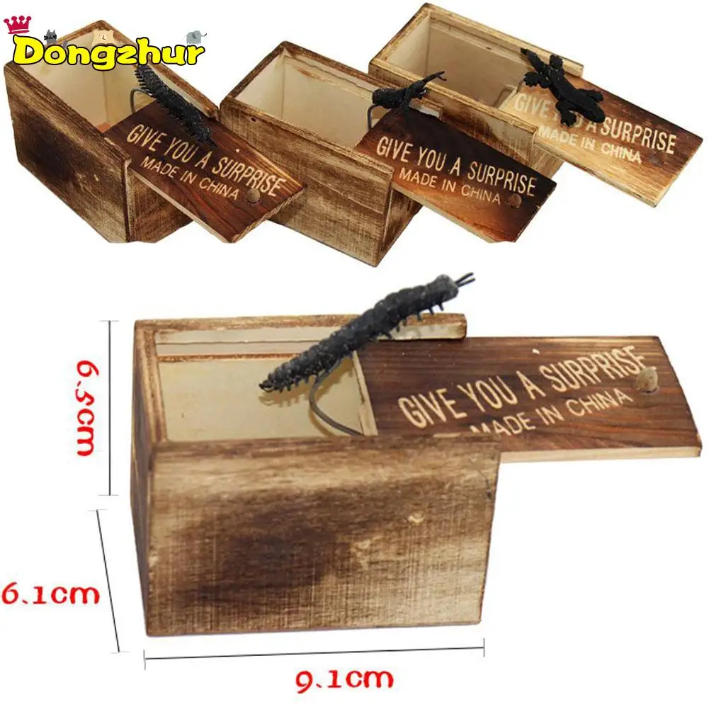 

9.1 * 6.1 * 6.5 cm Wooden Prank Spider Scare Box Hidden in Case Trick Play Joke Horror Gag Toys Prank Animal Panic Box ZRW8188