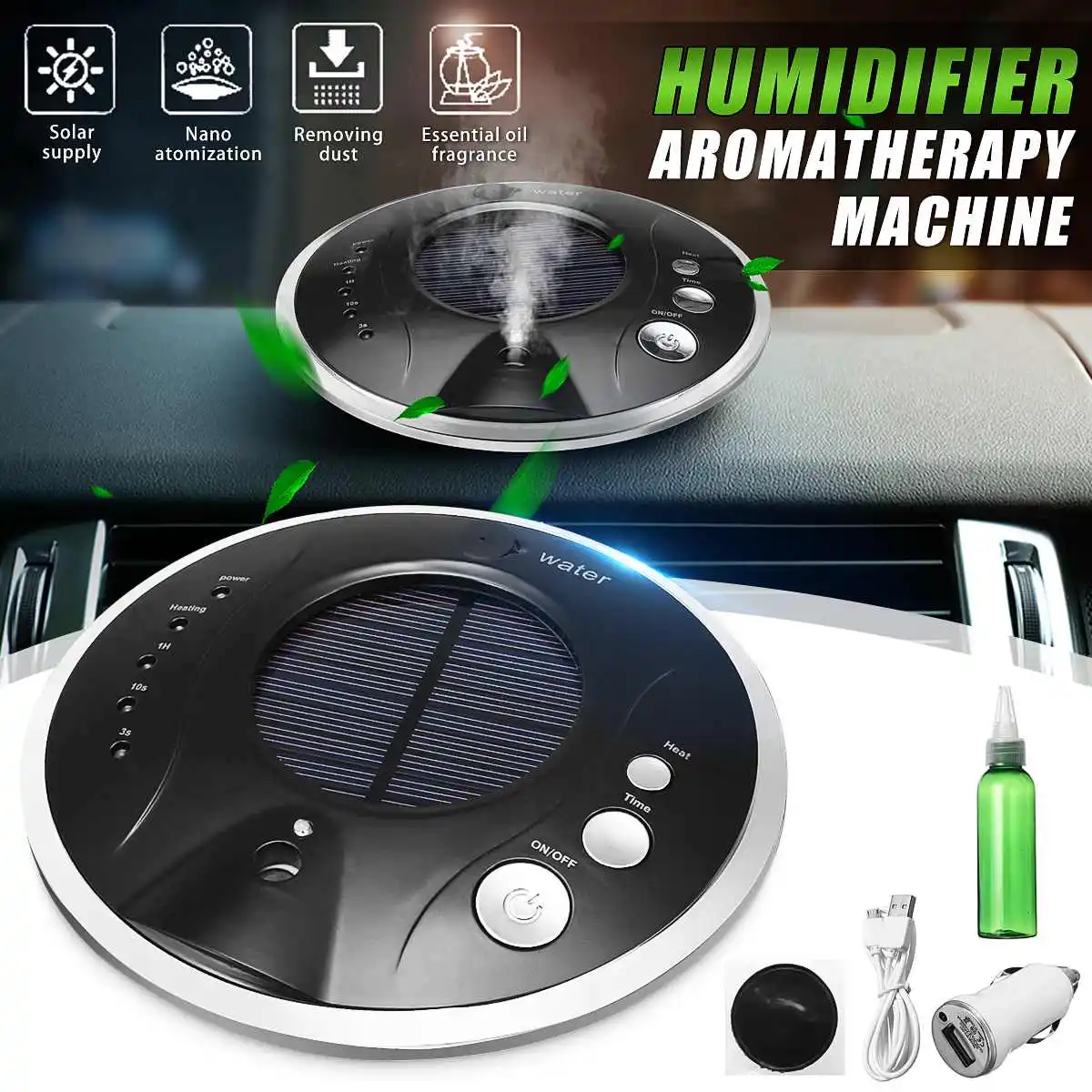

Portable Solar USB Car Vehicle Air Purifier Humidifier Aromatherapy Anion Fresh Oxygen Bar for Car Home Office Bedroom