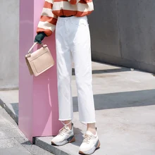 Рваные джинсы женские с высокой талией Джинсы бойфренда для женщин Повседневное платье с открытыми плечами большой размер синий черный белый деним мама женские джинсы