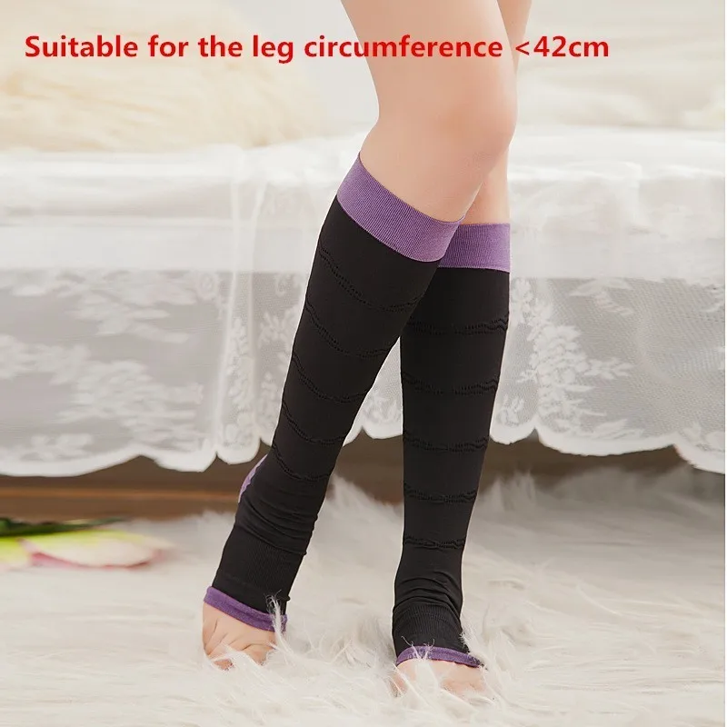 

2pcs/pair Free Size Open Toe Pressure Socks Elastic Breathable Sleep Socks Fat Burner Slimming Leg Beauty Shaper Tool T0651CMC