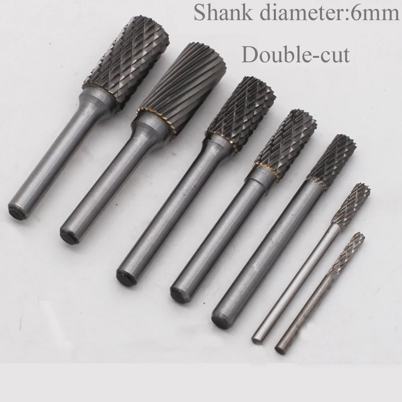 

1pc 6mm Shank Tungsten Steel Burr Cutter Double-cut Grinding Carving Head Rotary Files Router Bit For Metal Polishing A Type