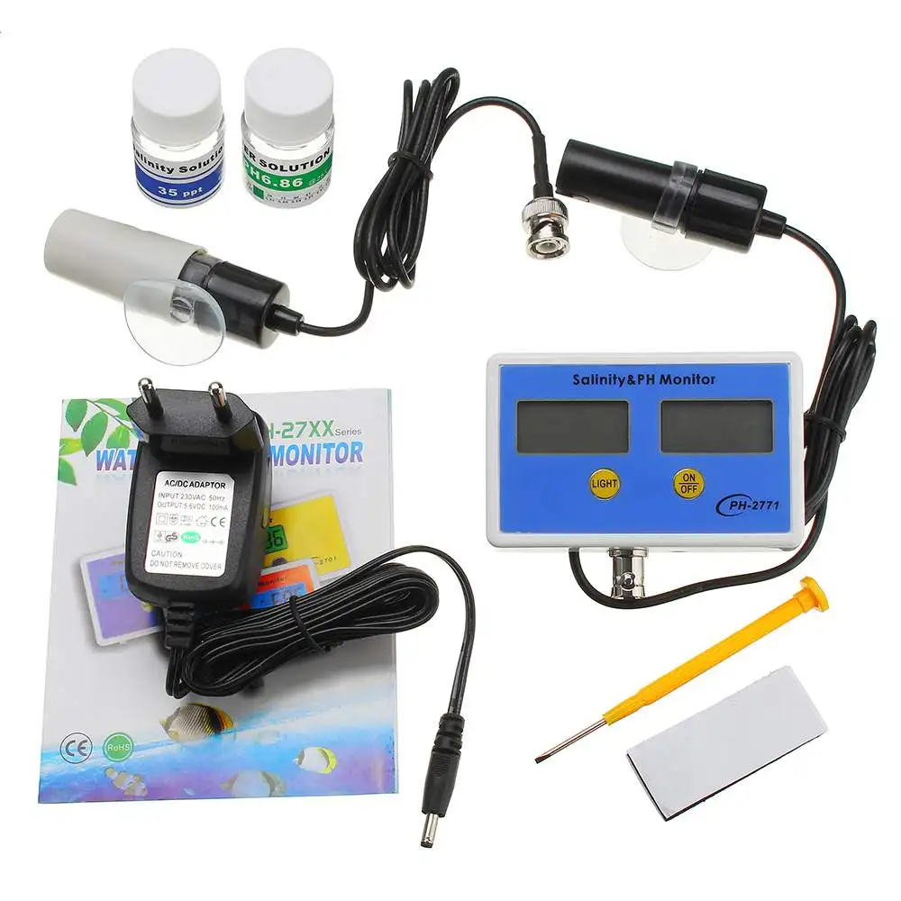 

2in1 Digital Salinity & PH Meter Water Quality Monitor Test pH-2771 for Aquarium Online PH/Salinity Monitor