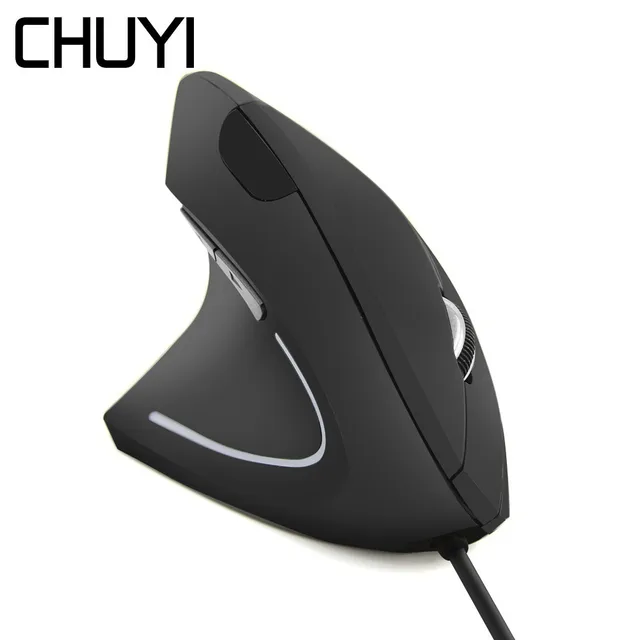 Special Offers CHUYI Left Hand Vertical Wired Mouse Ergonomic 6D Optical Computer Mause 800-1200-1600 DPI Gaming Mice For PC Laptop Desktop 