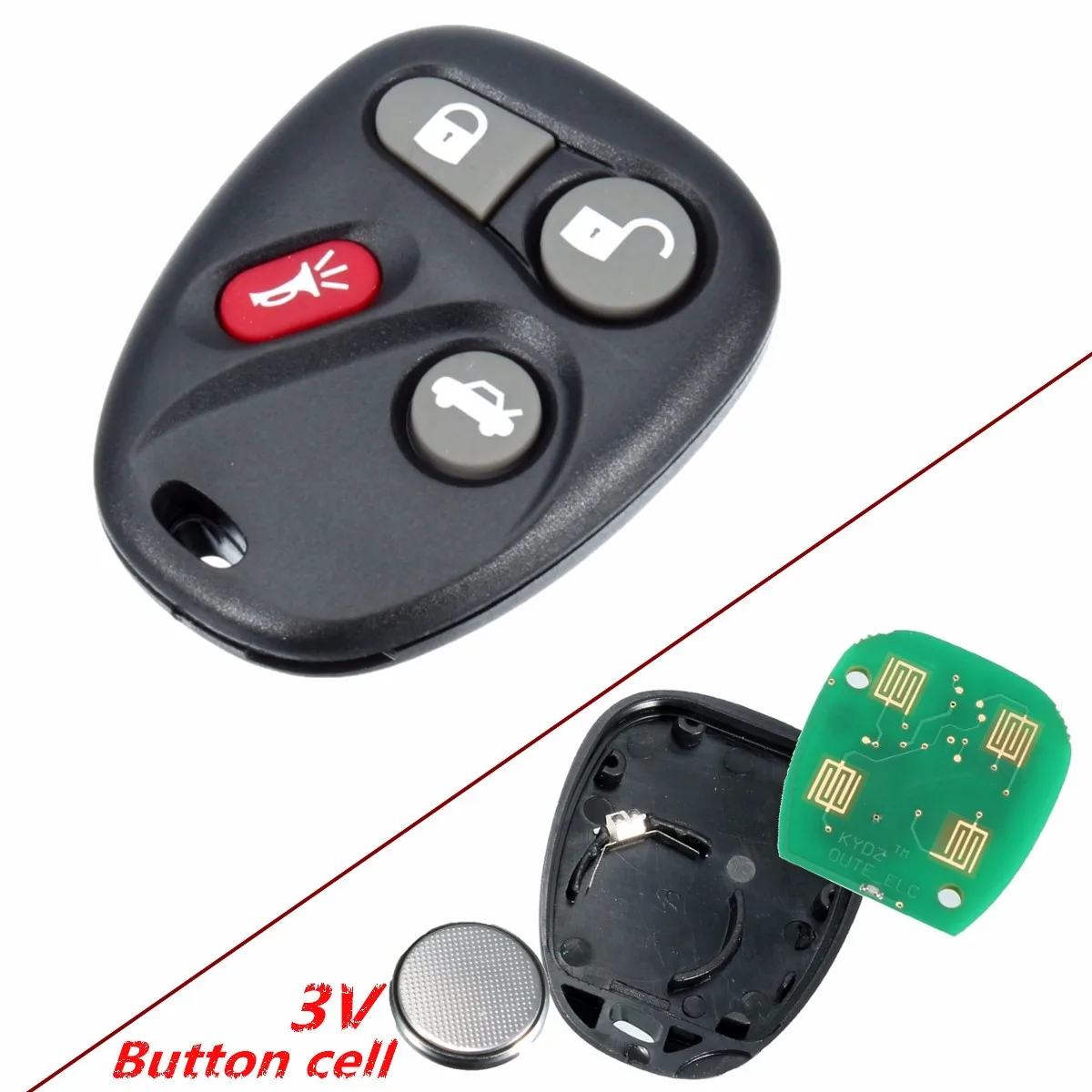 

4 Button 315Mhz Car Keyless Entry Remote Key Fob Alarm Shell For Buick for Chevrolet KOBLEAR1XT 25695954 25695955 15184352