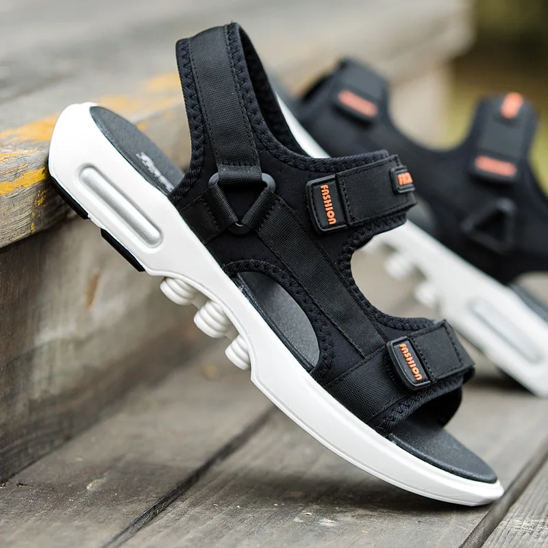 

Fashion Leisure Print Summer Sandals for Men Hook Loop Basic Front Rear Strap Beach Sandals Low Sewing Breathable Shoes
