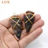 Copper Wire Wrapped Raw Natural Jaspers Arrowhead Charm, Agate Arrow Pendants, Boho Jewelry Making 5