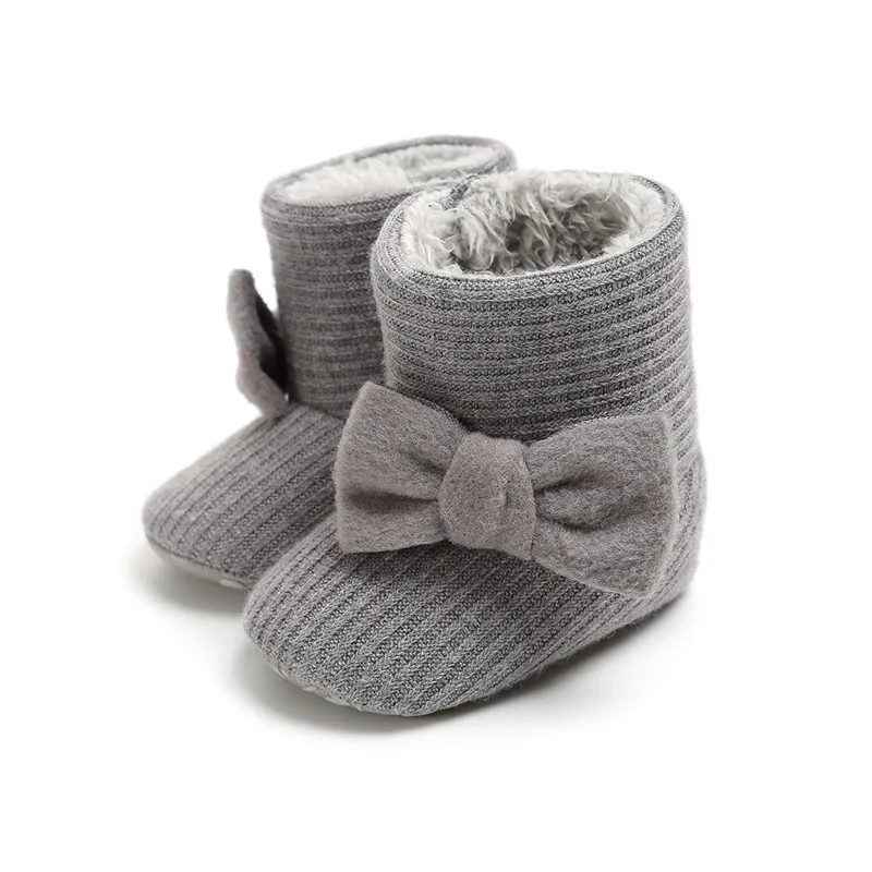 Pudcoco/зимние ботинки с бантиком для новорожденных девочек и мальчиков; теплая зимняя обувь из хлопка с плюшевой стелькой для малышей; ботинки на возраст 0-18 месяцев