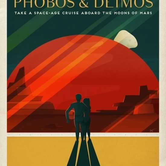Phobos Deimos Марс путешествия плакат печать (24x36) | Дом и сад