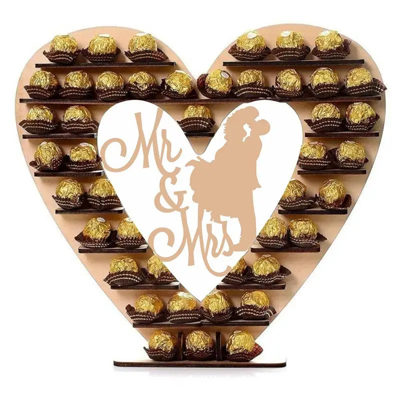 

Wooden Chocolate Display Stand Heart Shaped Chocolate Sweets Candies Holder Wedding Banquets Decoration