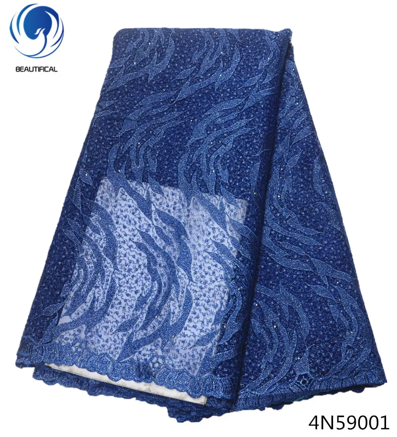 

Beautifical african women lace fabrics blue lace for nigerian wedding bridal fabric lace embroidered fabric 5yards per lot 4N590