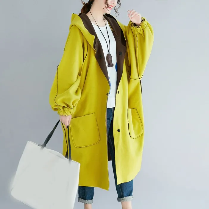 New 2018 Fashion Winter Hooded Jacket Pockets Warm Both Sides Wear Wool Blends Coat Loose Lantern Sleeve Female Coats Outwear New 2018 Fashion Winter Hooded Jacket Pockets Warm Both Sides Wear Wool Blends Coat Loose Lantern Sleeve Female Coats Outwear