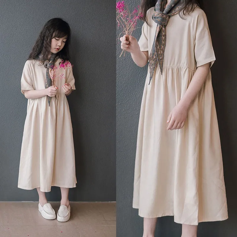 

Mother Daughter Dresses Spring Clothes Kids Princess Maxi Dress Summer 2019 Girl Little Kids School Clothes Beige Holidays