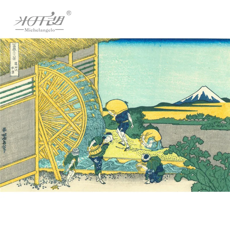 Микеланжело деревянные пазлы Ukiyoe 36 видов горного водяного колеса Fuji на Onden Hokusai