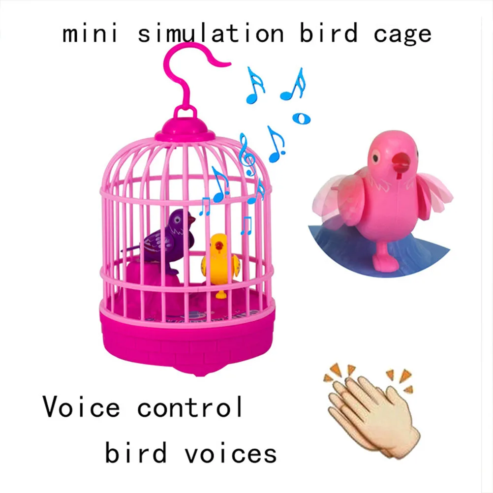 

Creative Electric Sing Move Bird Cage Inductive Sound Voice Control Activate Chirping Singing Bird Cage Kids Funny Toy Gift