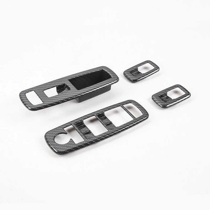 

4pc ABS Carbon Fiber Style Door Window Switch Cover Trim For Jeep Cherokee 14-18