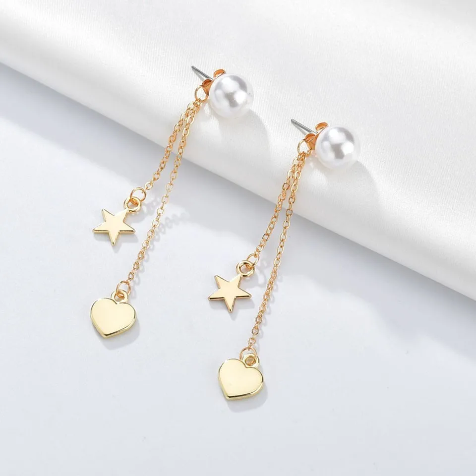 

Trendy Elegant Stars&Heart Drop Earrings Women Handmade Pearl Earrings Fashion Jewelry Party Earrings For Girls