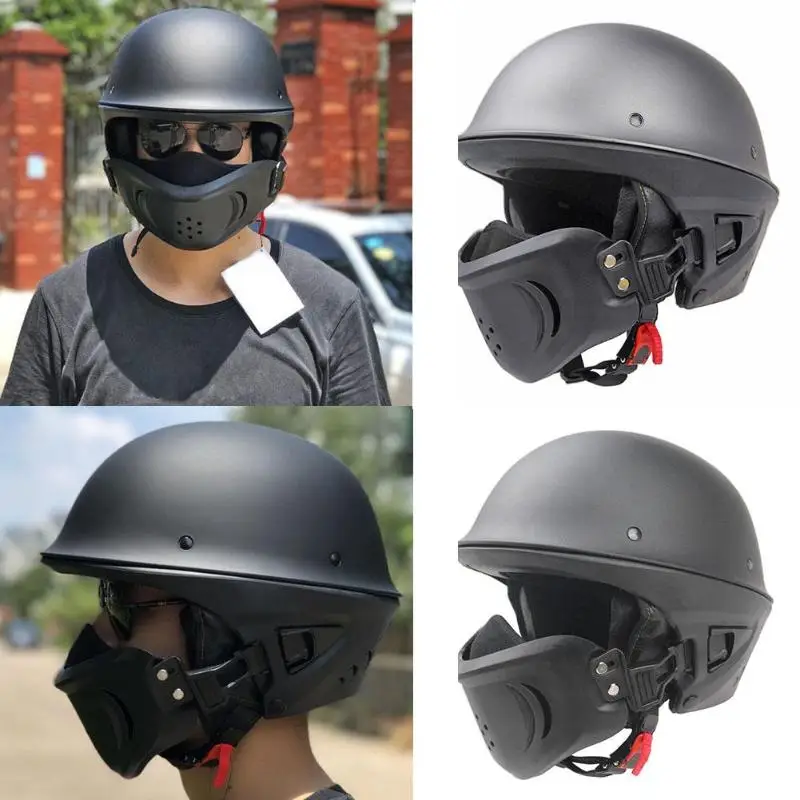 

Motorcycle Open Face Protection Helmet Racing Design ZR-666 Rogue with Detachable Adjustable Mask for Harley Helmets