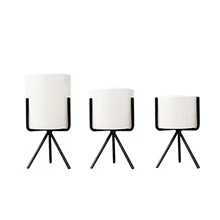 3 шт. керамическая ваза для цветов Кашпо с железной полкой горшок для суккулентов домашняя декоративная ваза для цветов без отверстия черный