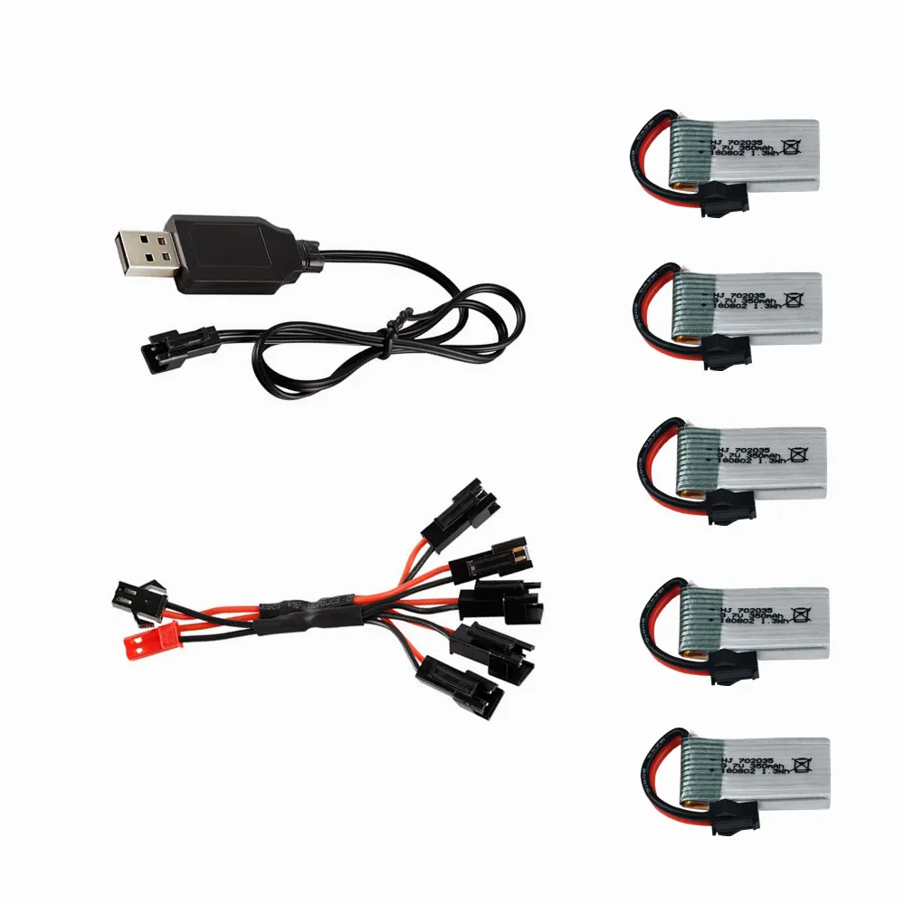 5 шт. 3 7 в 350 мАч 20C sm разъем с usb зарядным устройством литий-полимерный аккумулятор