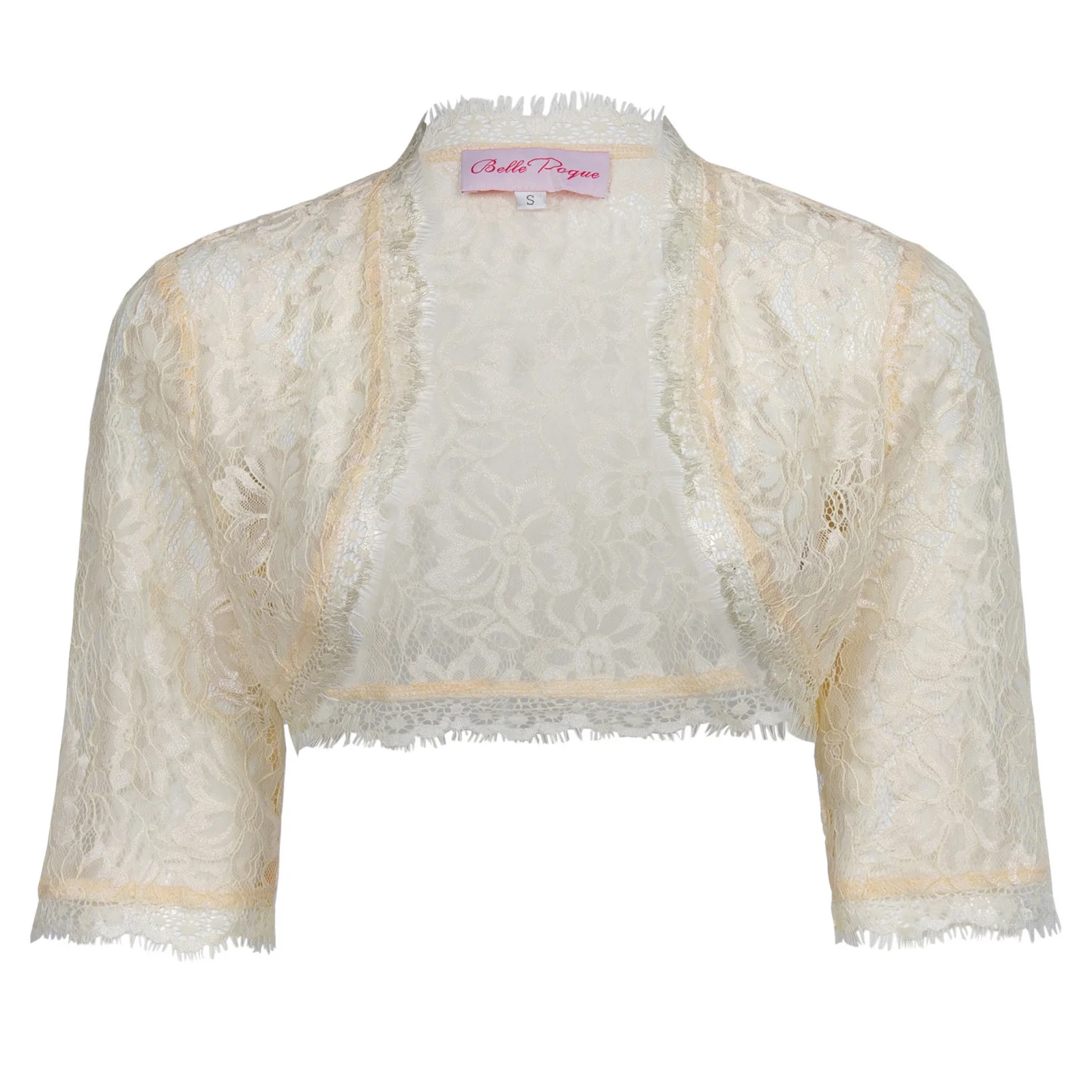 

Bridal Jacket Shrug Bolero Floral Lace 3/4 Sleeve Bridesmaid Plus Cardigan S-3xl