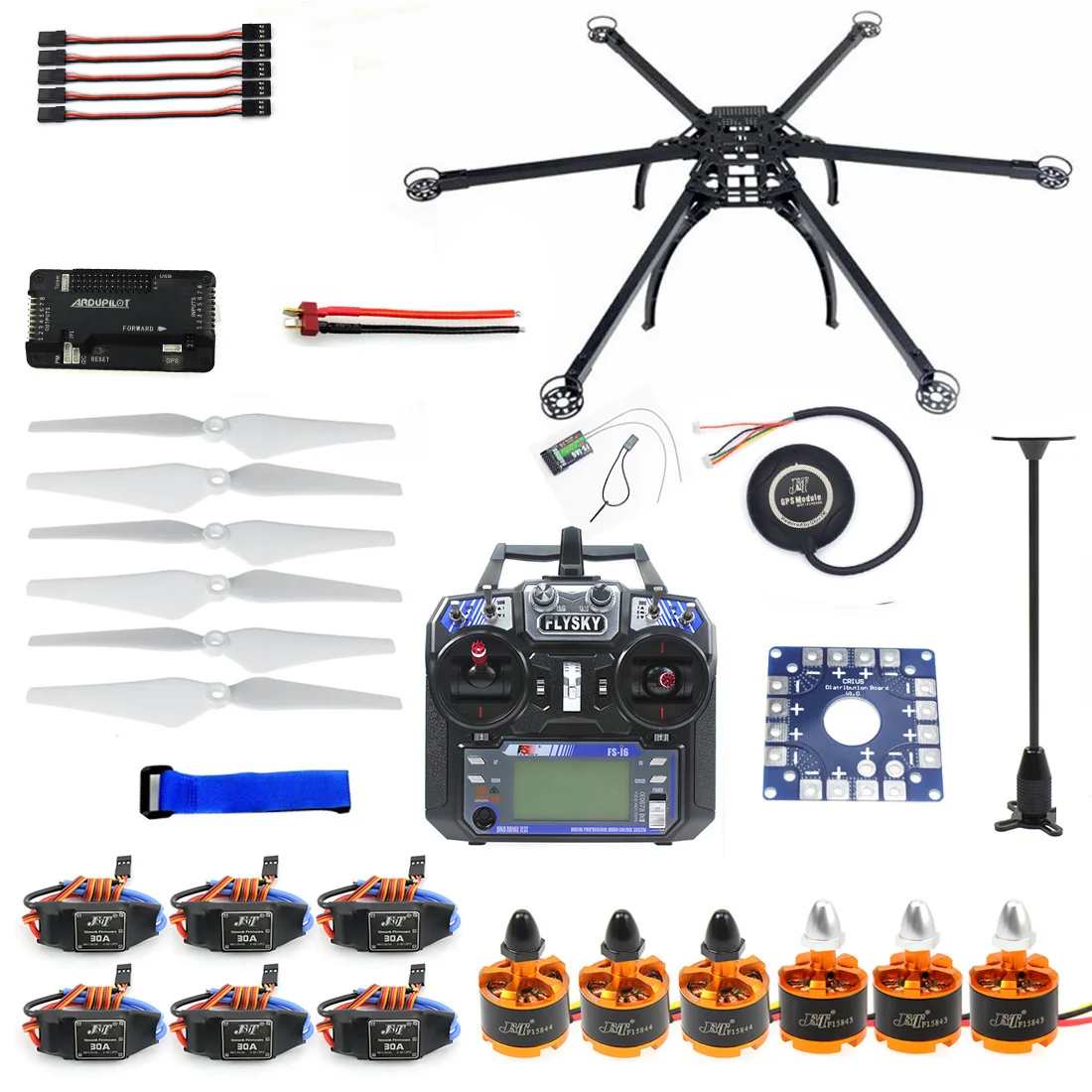 Six Axis Hexacopter Unassembled GPS Drone Kit with Flysky FS i6 6CH 2