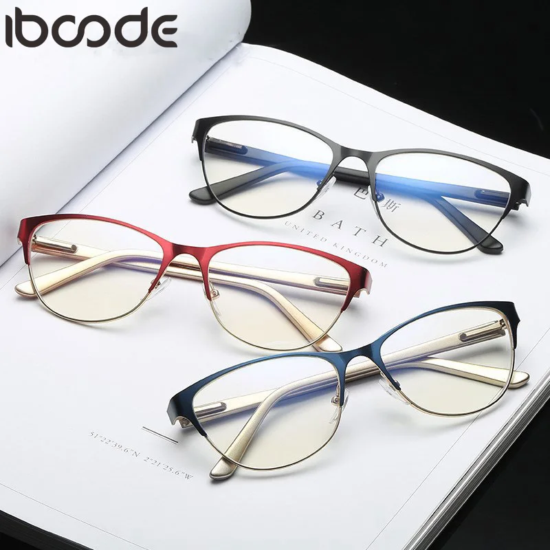 Iboode очки для чтения, женские и мужские ретро очки с полуоправой, очки для дальнозоркости, Анти-усталость, прозрачные линзы, очки для дальнозоркости+ от 1,0 до+ 4,0