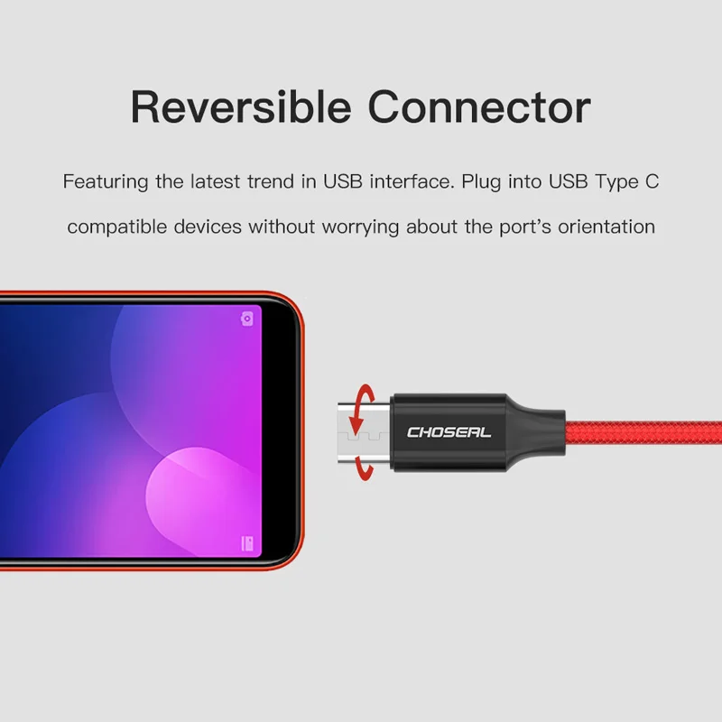 Choseal USB 2,0-USB-C быстрое зарядное устройство нейлоновая оплетка type-C кабель для передачи данных для samsung Galaxy S10 9 для huawei mate 20 Pro шнур зарядного устройства